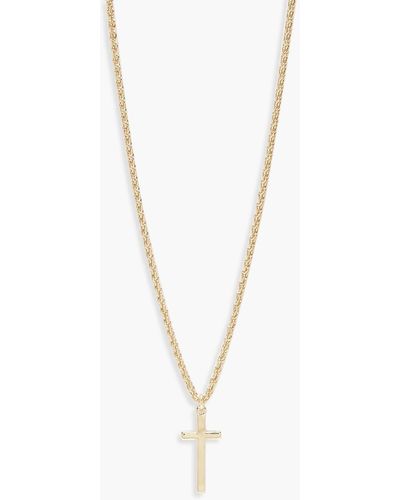 Boohoo Vintage Chain Cross Pendant Necklace - Blanco