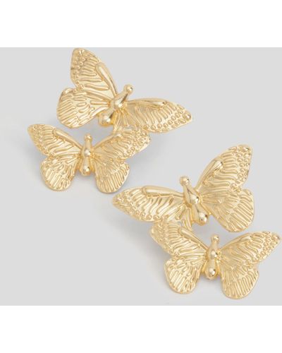 Boohoo Butterfly Drop Earrings - Metálico