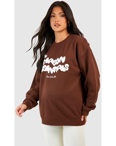 Boohoo Maternity Season Essentials Sweatshirt - Brown