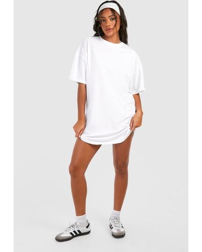 Boohoo A-line Structured T-shirt Dress - White