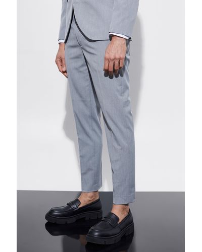 BoohooMAN Skinny Cropped Suit Pants - Gray
