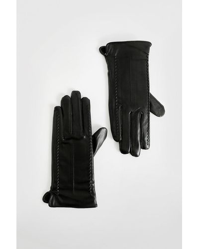 Boohoo Pu Seam Detail Gloves - Black