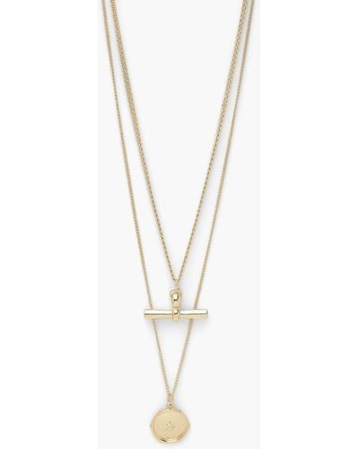 Boohoo T-bar Double Layer Necklace - White