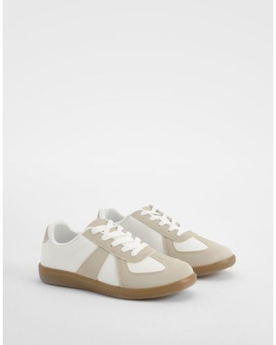 Boohoo Contrast Panel Gum Sole Sneakers - White