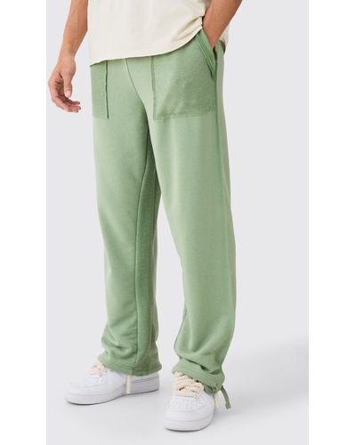 BoohooMAN Relaxed Reverse Loopback Jogger - Green
