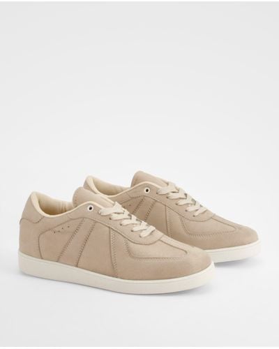 Boohoo Faux Suede Panel Flat Trainers - Neutro