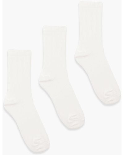 Boohoo Plain Sports Socks 3 Pack - White