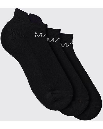 BoohooMAN Man Active 3 Pack Sneaker Socks - Black