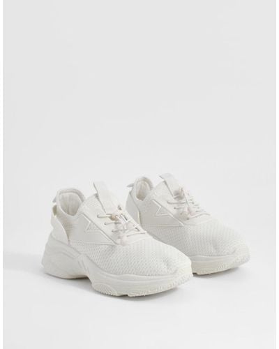Boohoo Knitted Chunky Sneakers - White
