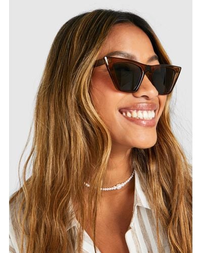 Boohoo Angular Tinted Sunglasses - Marrón