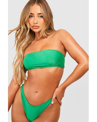 Boohoo Essentials Bandeau Tube Bikini Top - Green