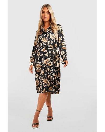 Plus Marble Effect Printed Shirt Dress