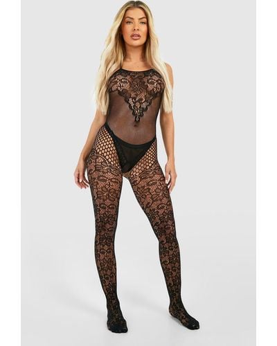 Boohoo Mono Lencero De San Valentín De Encaje - Negro