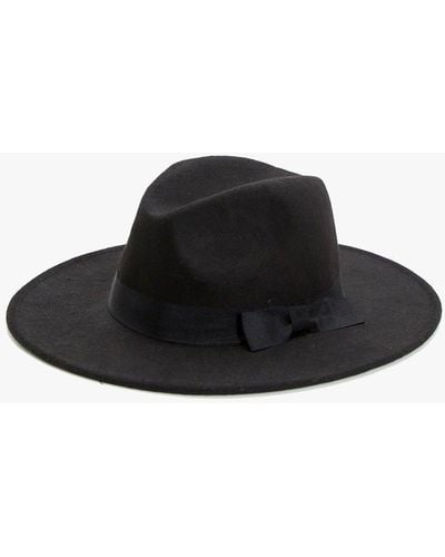 Boohoo Sombrero Borsalino Básico Con Ribete De Lazo - Negro