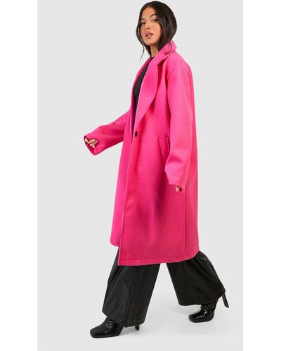 Boohoo Petite Wool Look Oversized Car Coat - Pink