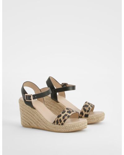 Boohoo 2 Part Leopard Print Wedges - Multicolor