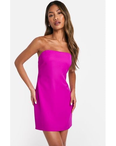 Boohoo Bandeau Fitted Micro Mini Dress - Pink