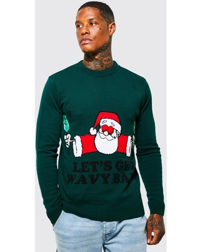 Boohoo Lets Get Wavy Baby Christmas Sweater - Green