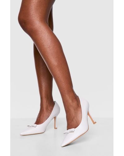 Boohoo Bow Detail Stiletto Court Shoes - Brown