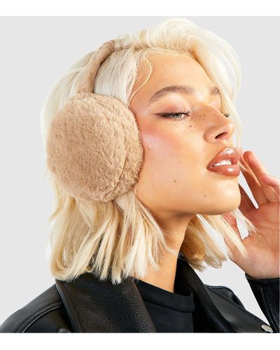 Boohoo Faux Fur Earmuffs - Natural