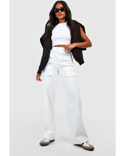 Boohoo Multi Pocket Cargo Pants - White