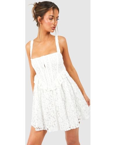 Boohoo Corset Lace Mini Dress - White