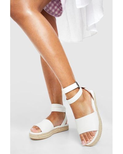 Boohoo Wide Fit Two Part Flatform Sandals - White