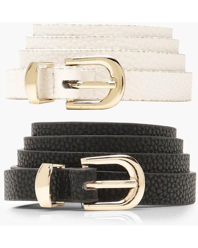 Boohoo 2 Pack Basic Skinny Belt - White