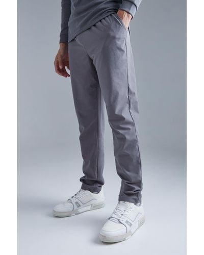 BoohooMAN Technical Stretch Slim Trouser - Gray