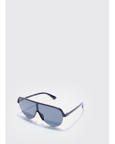 BoohooMAN Shield Racer Sunglasses - Blau
