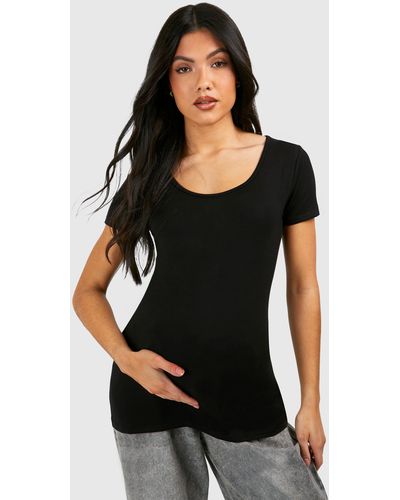 Boohoo Maternity Basic Scoop Neck T-shirt - Black