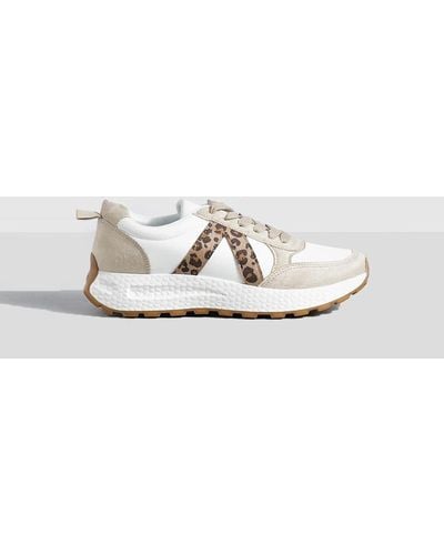 Boohoo Leopard Detail Chunky Sneakers - White