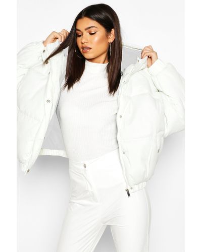 Boohoo Oversized Raglan Puffer Jacket - White