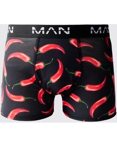 BoohooMAN Man Boxershorts mit Chilli Pepper Print - Mehrfarbig