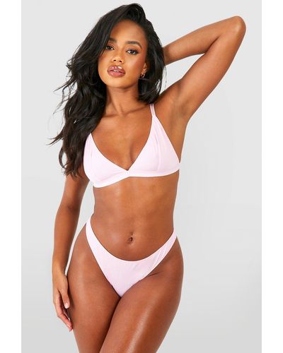 Boohoo Seamless Triangle Bralet And Brief Set - Pink