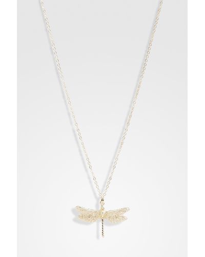 Boohoo Gold Dragonfly Necklace - White