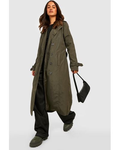 Boohoo Belted Trench Coat - Green