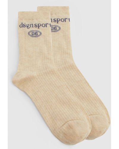 Boohoo Dsgn Sport Single Sock - Natural