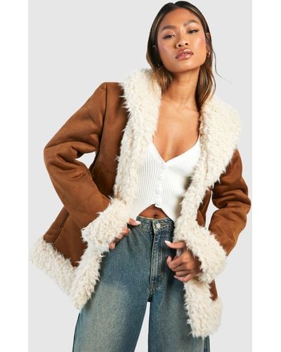 Faux suede jacket with fur store