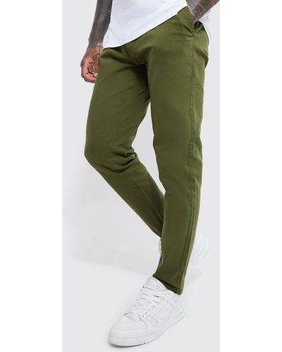 Boohoo Fixed Waist Slim Fit Stretch Chino Pants - Green