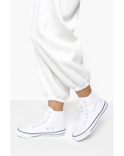 Boohoo High Top Canvas Sneakers - White