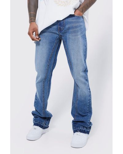 BoohooMAN Slim Flare Panel Jeans - Blue