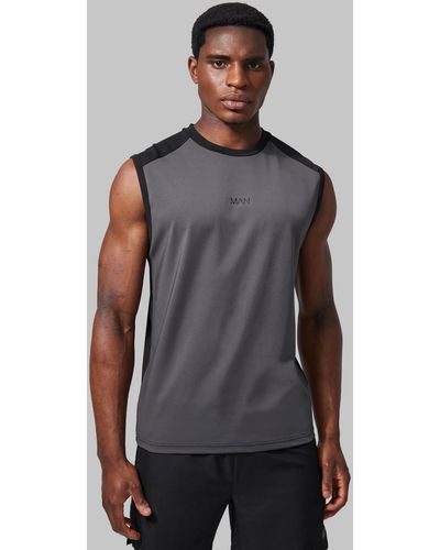 BoohooMAN Man Active Colorblock Performance-vesttop - Grau