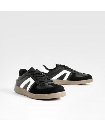 Boohoo Contrast Panel Gum Sole Sneakers - Black
