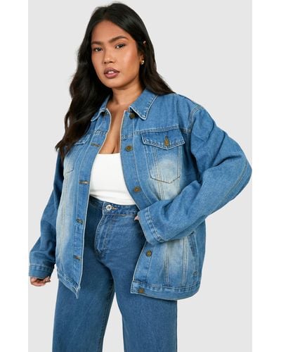Boohoo Plus Oversized Jean Jacket - Blue