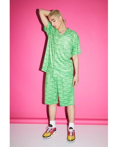 BoohooMAN Oversized Towelling Shirt And Short Set - Pink