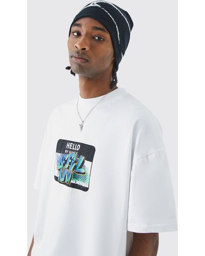BoohooMAN Boxy Official Man Y2k T-shirt - White