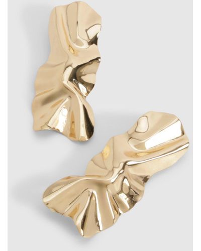 Boohoo Gold Abstract Rectangle Earrings - Blanco