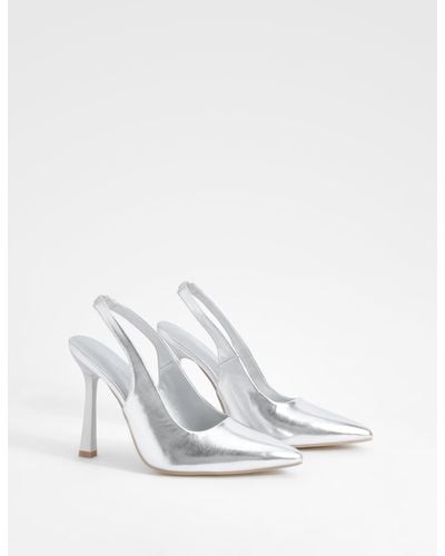 Boohoo Wide Fit Slingback Court Shoes - White