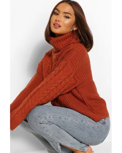 Boohoo Cable Knitted Sweater - Orange